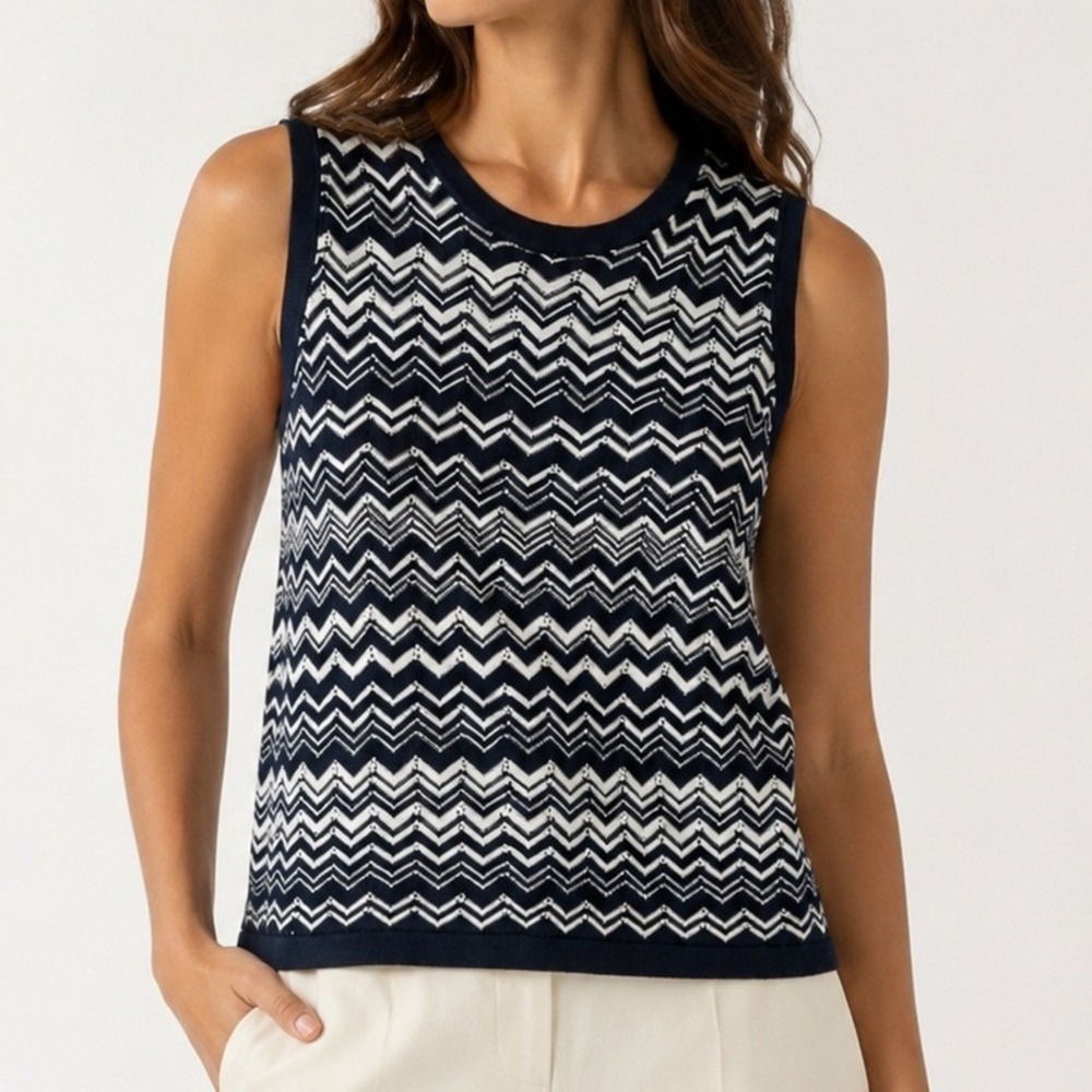 Missoni Zigzag Knit Tank Top Womens Large Black White Preppy Minimalist Capsule